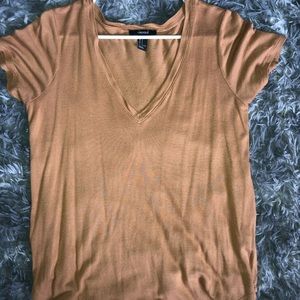Tan v neck too forever 21